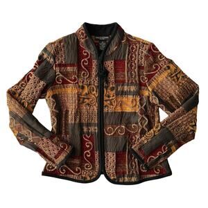 Molly & Maxx Woman's Vintage Patchwork Zip Jacket Size PP